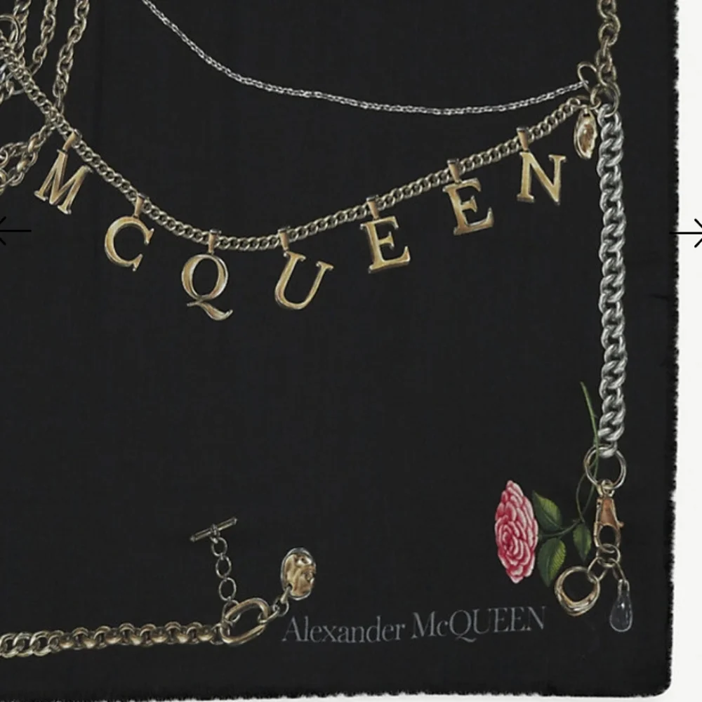 NWT Alexander McQueen Chain Skull Wool Large Scarf Black
